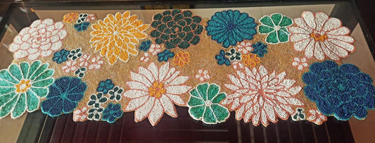 Floral Bloom Beads Table Mat Runner