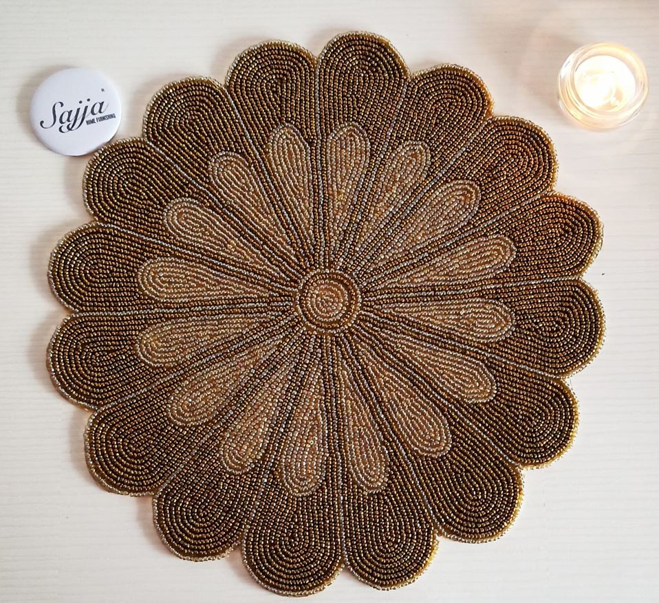 Beads Floral Vintage Antique Copper N Brass Tablemat