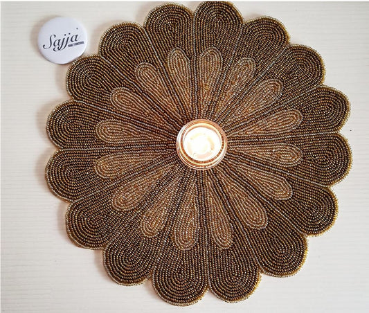 Beads Floral Vintage Antique Copper N Brass Tablemat