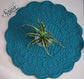 Lagoon Blue Patta Quilted Floral Sustainable Cotton Fabric Focal Round Table Placemat