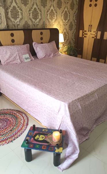 Premium Twill Cotton King Bedsheet Pink Floral 108 x 108 inches