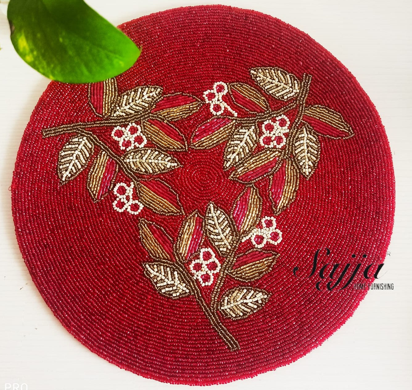 Royal Moroon Red Round Beads Table Mat 