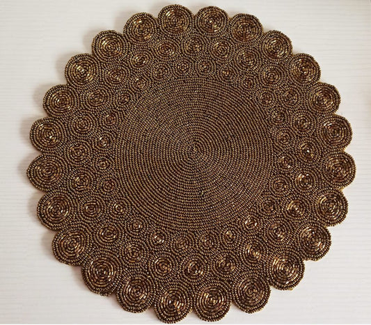 Vintage Antique Brass Finish Round Beads Table Mat
