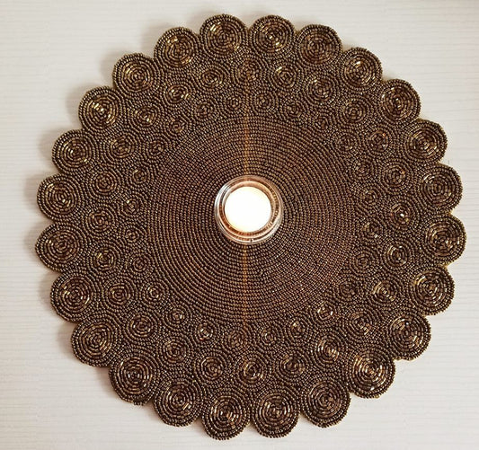 Vintage Antique Brass Finish Round Beads Table Mat