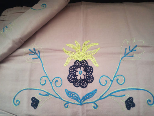Embroidered Blush pink Cotton Pillowcases