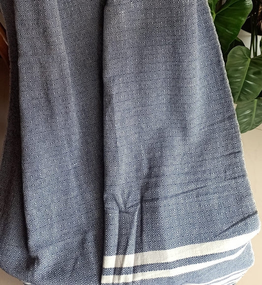 Sajja Dark Blue Organic Cotton Bath Towel Online