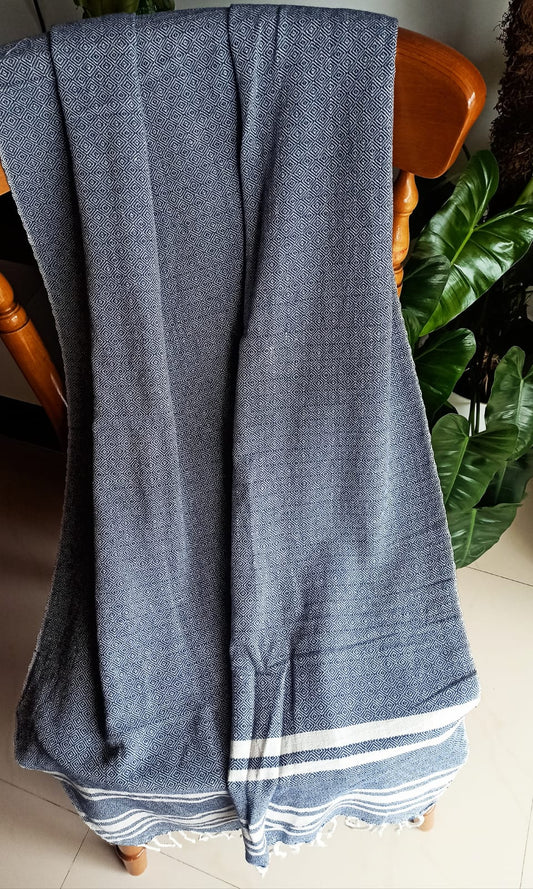 Sajja Dark Blue Organic Cotton Bath Towel Online