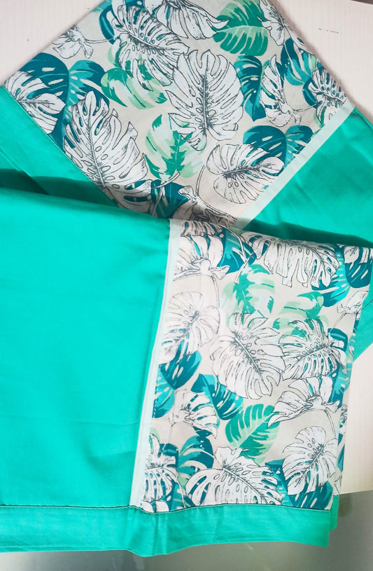 Teal Green Pillow covers with Monstera print