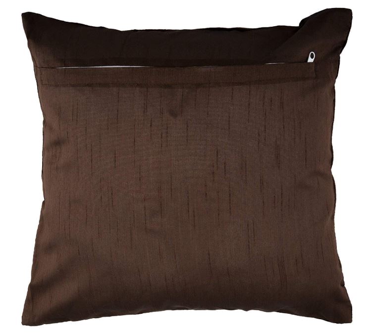 Silk Cushion Covers with leaves ( , 12 by 12,  Brown)